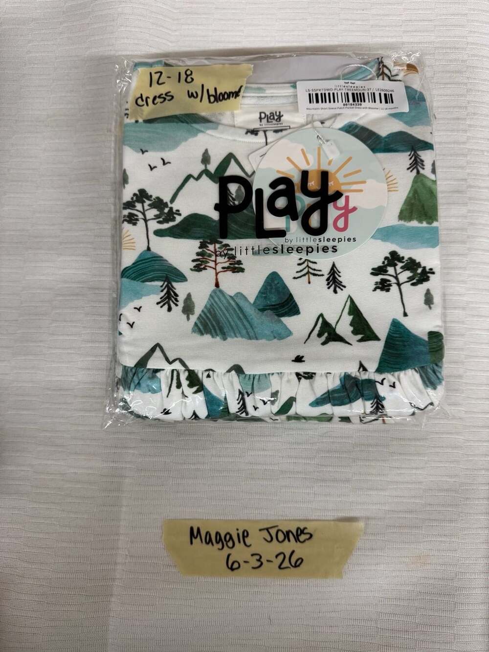 Little Sleepies Play Mountain Mist Short Sleeve Patch Pocket Dress with Bloomer